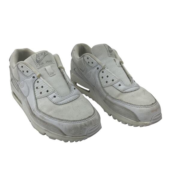 Men's Nike Air Max 90 White Preowned Athletic Sneakers Shoes Size 7.5 NO LACES - Picture 1 of 8